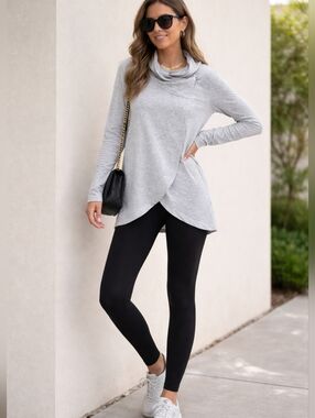 Joe Fresh Light Gray Open-Front Draped Cardigan